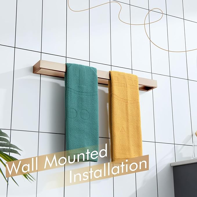 KOKOSIRI Towel Bar for Bathroom Wall Mount Bath Towel Holder 24-Inch Kitchen Rack Champagne Bronze Stainless Steel, 1 Pack B4008CPG-L24