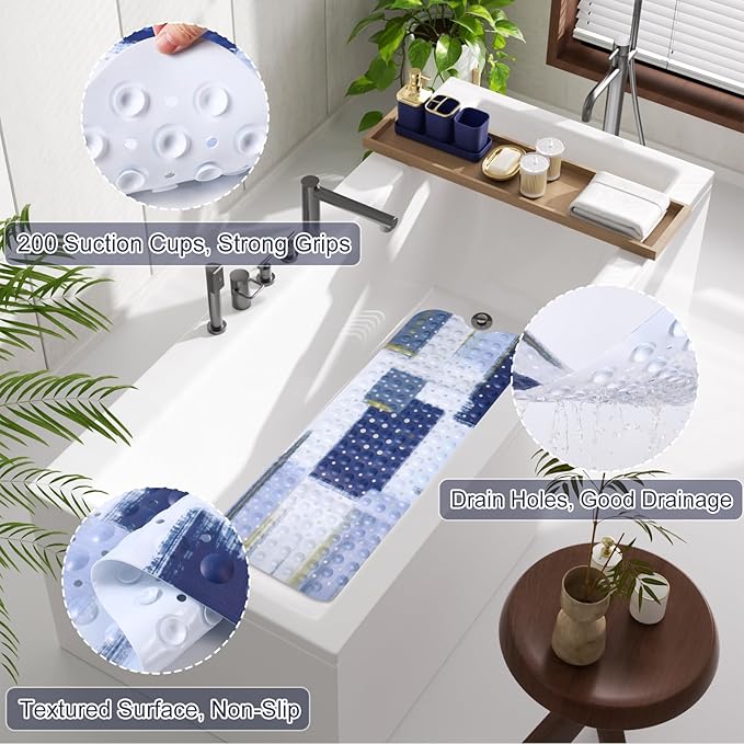 XLHOMO Bathroom Accessories Set - 26PCS Navy Blue Bathroom Set, Bathroom Accessory Set with Shower Curtain and Rugs and Bathtub Mats for Home