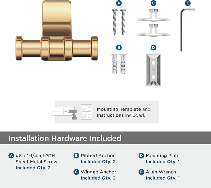 Amerock BH36050CZ | Champagne Bronze Double Robe Hook | 2-15/16 in. (75 mm) Length Towel Holder | Davenport | Towel Hook for Bathroom | Bathroom Hardware | Bath Accessories
