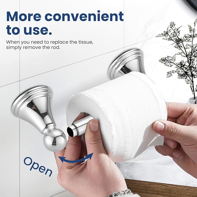 sagetta Hand Towel Holder Towel Ring Set with Toilet Paper Holder 5.55-Inch Bath Towel Ring Diameter Wall Mount Chrome