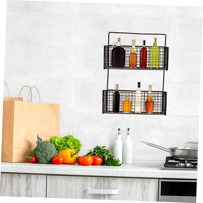 Wall-Mounted Dual Layer Storage Shelf for Bathroom Kitchen More Multi-Function Toilet Storage Rack Easy to Install Stylish Iron Design