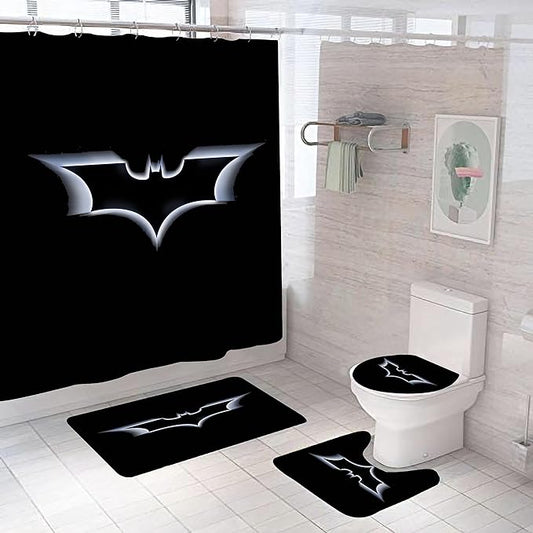 Bathroom 4 Pieces Set Shower Curtain, Toilet Lid Cover and Bath Mat, Non-Slip Rugs, Durable and Waterproof, for Bathroom Decor Set, 72" x 72"