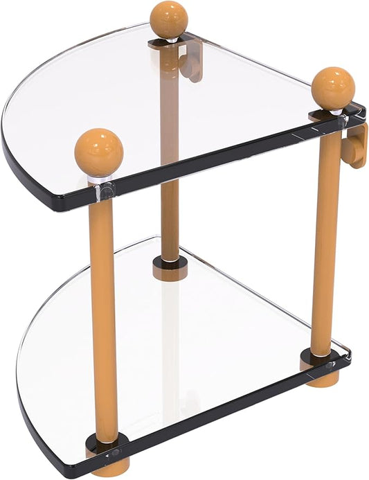 Allied Brass PR-3-GLY Two Tier Corner Glass Shelf, Golden Yellow