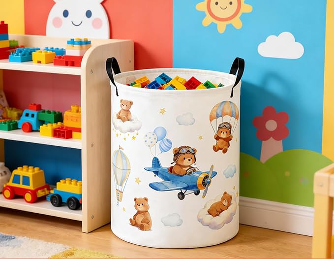 Kids Laundry Basket Bear Hamper for Nursery Animal Hamper Cute Kids Storage Bin Room Decor for Home(Bear)