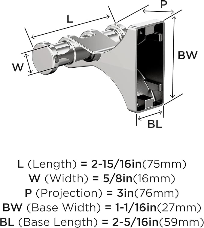 Amerock BH3605026 | Chrome Double Robe Hook | 2-15/16 in. (75 mm) Length Towel Holder | Davenport | Towel Hook for Bathroom | Bathroom Hardware | Bath Accessories