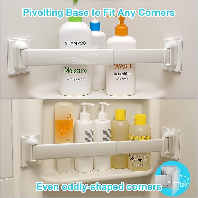 RV Shower Corner Storage Bars 3 Pack, Aluminum Adjustable Camper Shower Shelf Retainer Bars for Bathroom Storage and Organization, RV Essential Accessories for Travel Trailer Inside, 8-14 Inches