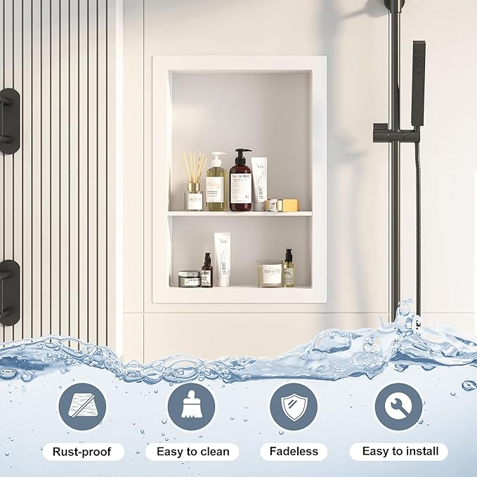 12x18 White Shower Niche for Shower Wall,Bathroom Medicine Cabinet Recessed,Surface Mount Medicine Cabinet,Small Bathroom Wall Cabinet,Recessed Wall Niche for Over Toilet Storage/Living Room
