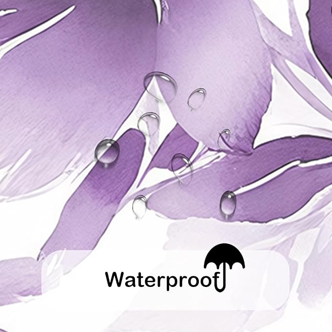 Floral Shower Curtain, Purple Watercolor Flower Shower Curtains for Bathroom, Modern Minimalist Waterproof Fabric Bath Decoration 72x72 Inch