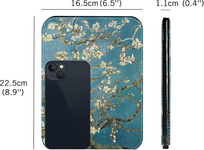 Portable Mirror, Folding Travel Makeup Mirror Adjustable Stand for Desk Compact Personal Hand Mirror for Makeup, Almond Blossom Van Gogh Art Artistic Gifts for Mum Girl Teenager