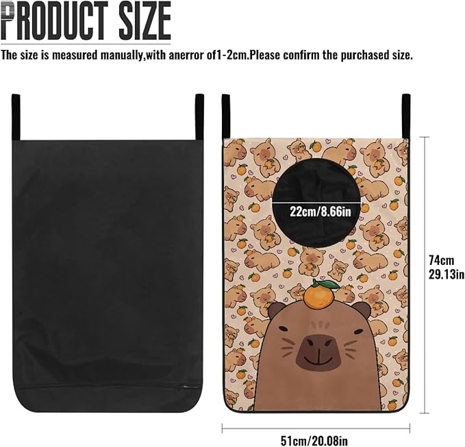 ZOUTAIRONG Cute Capibala Hanging Laundry Hamper Bag American Afro Girl Laundry Hamper for Holding Clothes and Saving Space Clothes Basket