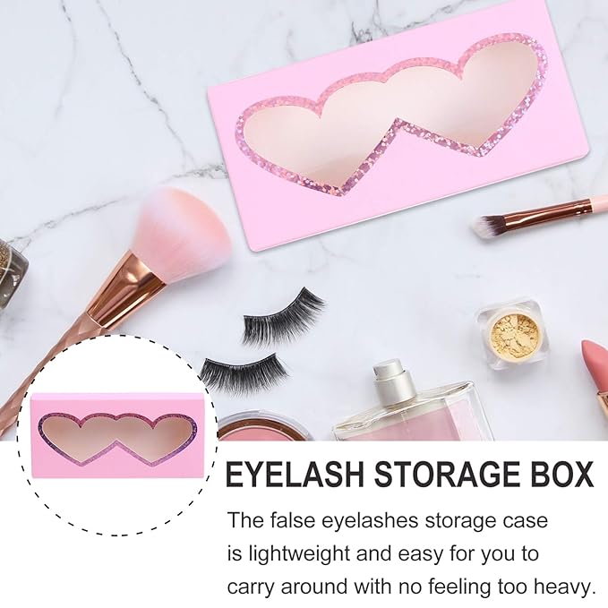 Beavorty 10pcs Heart-shaped Empty Eyelash Cases Portable Paper Storage Boxes for False Eyelashes Lightweight and Protective Organizer for Travel and Daily Use