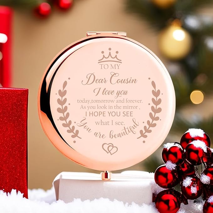 Cousin Gifts for Women, Cousin Gifts, Compact Mirror Gifts for Cousins Sister Birthday Gift for Best Cousin Makeup Mirror