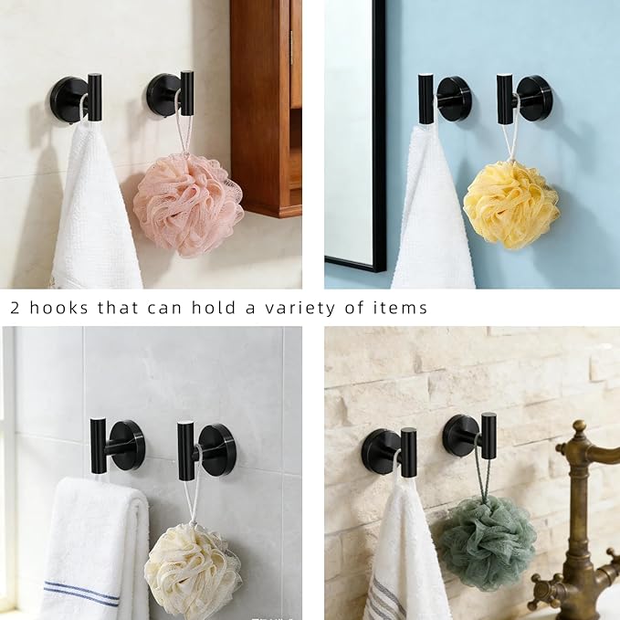 5Pcs Bathroom Hardware Accessories, 24 Inch Matte Black Bath Towel Bar Set, Toilet Paper Holder with Shelf, Stainless Steel Wall Mounted Towel Rack Set, Center Section Removable