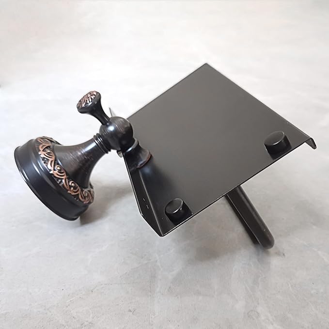 Oil Rubble Bronze Brass Bath Toilet Paper Holder with Phone Shelf, Wall Mounted Black Bathroom Hardware Accessories, Pattern Carving Design