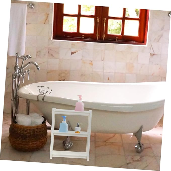 Garneck 1pc Multi-Layer Plastic Storage Shelf for Bathroom Kitchen and Living Compact Corner Organizer for Shampoo Conditioner and Items Material
