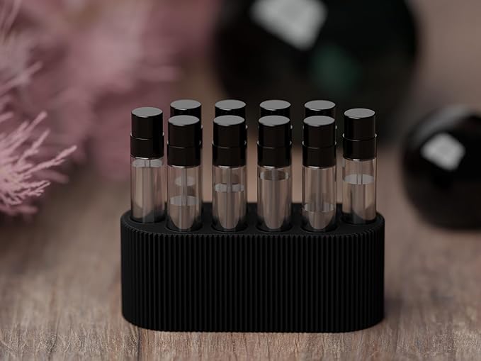 Perfume Sample Organizer for Bathroom or Vanity ?€? Ideal Makeup and Skincare Storage, Desk and Bathroom Counter Organizer, Gift for Her ((BLACK) Fits 2mL Perfume Samples (Standard Size))