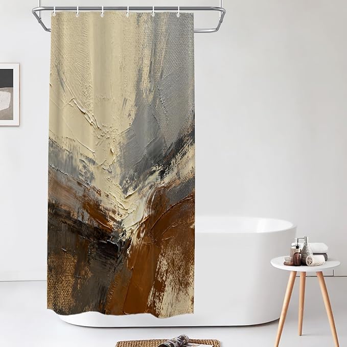 Shrahala Multicolored Modern Abstract Decorative Shower Curtain, Artists Oil Paints Closeup Bathroom Décor Polyester Fiber Waterproof with Plastic Rings for Shower Stall Bathtubs 72 X 36 in
