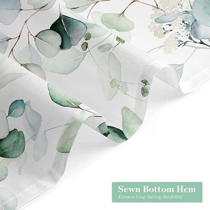 MitoVilla Sage Green Spring Floral Shower Curtain, Modern Plants Botanical Fabric Cloth Shower Curtains for Chic Elegant Bathroom Decor, Watercolor Eucalyptus Leaf, 72x72