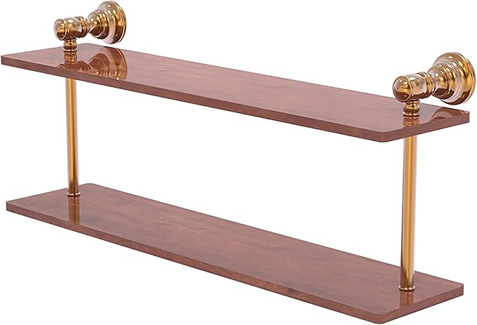 Allied Brass CL-2-22-IRW Carolina Collection 22 Inch Two Tiered Wood Shelf, Brushed Bronze