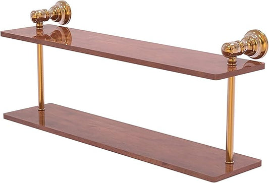 Allied Brass CL-2-22-IRW Carolina Collection 22 Inch Two Tiered Wood Shelf, Brushed Bronze
