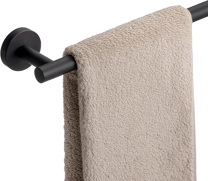 Bath Towel Bar, 20 Inch Towel Racks for Bathroom Wall Mounted, Heavy Duty Bathroom Towel Holder Organizer, Stainless Steel Modern Home Decor Towel Rod, Matte Black