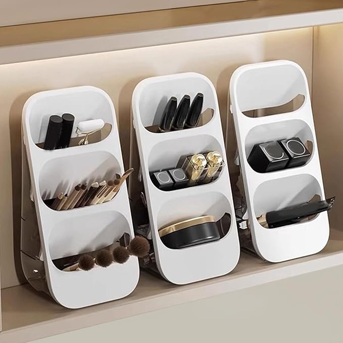 Brrnoo 3 Tier Acrylic Storage Organizer for Cosmetics Brush Jewelry, Makeup Organizer Display Rack Holder for Vanity Countertop, Multipurpose Display Case