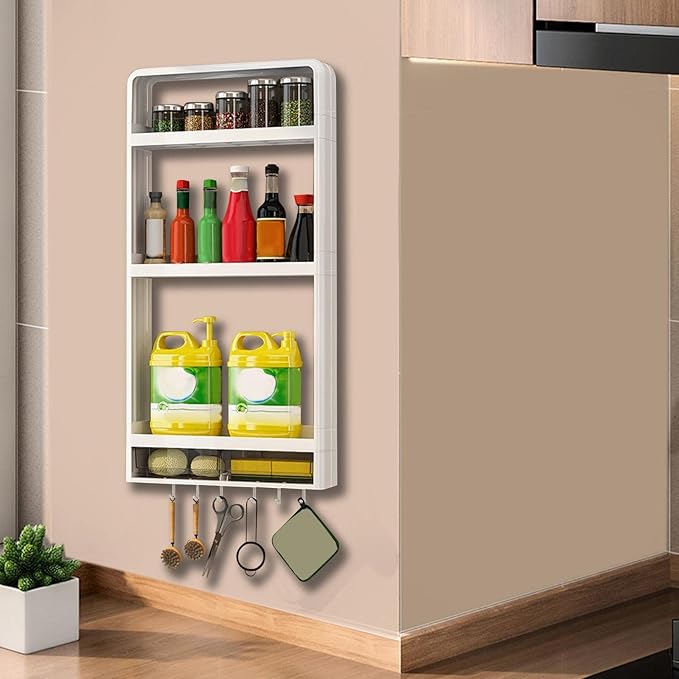 Generic Bathroom Shelf Organizer Storage Rack Hanging Storage Shelf Accessory No Drilling Shelves Multipurpose Multi Layer Over The Toilet Decor, E