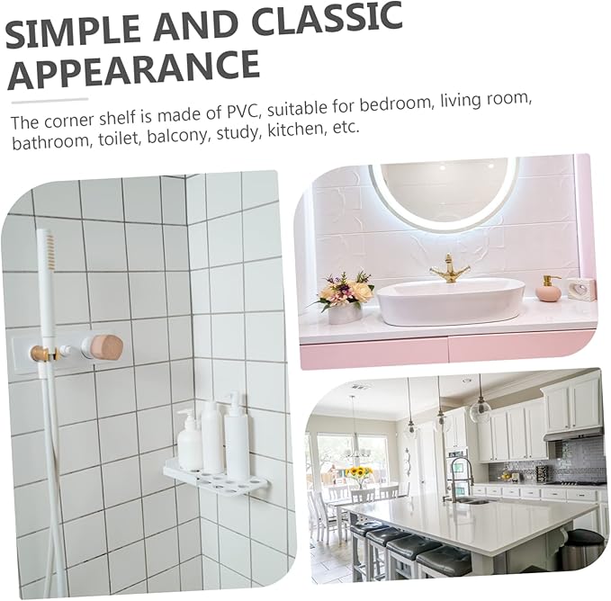 Corner Wall Shelf for Bathroom PVC Triangular Corner Rack Adjustable Storage Organizer for Bedroom and Kitchen 3-Tier Display Shelf Space-Saving Home Decor