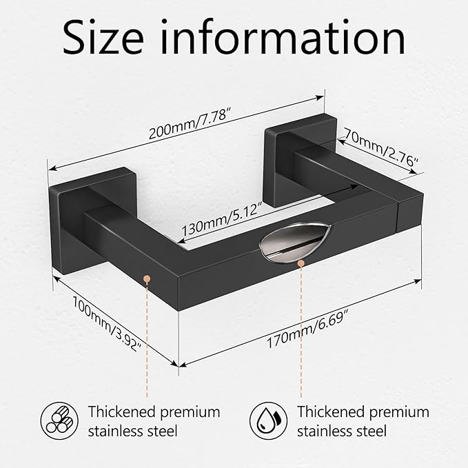 FEILERN Toilet Paper Holder, Wall Mounted Post Pivoting Square Tissue Holders Roll Holder Hangers for Bathroom, Commercial Toilet Paper Dispenser, Matte Black