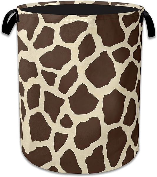 Giraffe Print Large Storage Basket Collapsible Laundry Basket Oxford Storage Bin for Toy Bins Gift Baskets Bedroom Clothes Children Nursery Hamper 16" X 20.8"