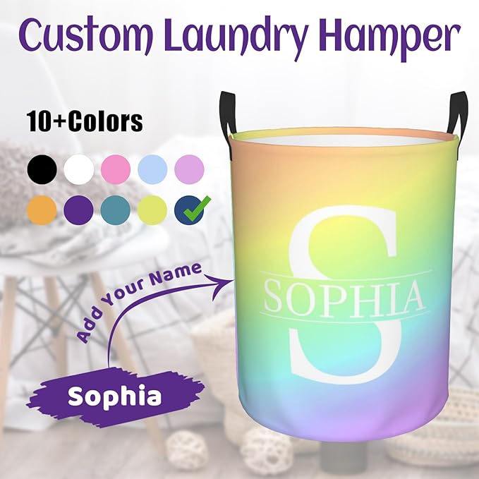 Custom name Laundry Hamper, Customizable Laundry Hampers, Personalized laundry basket, Customized Dirty Clothes Hamper with name for Bathroom Barbershop Living Room Bedroom