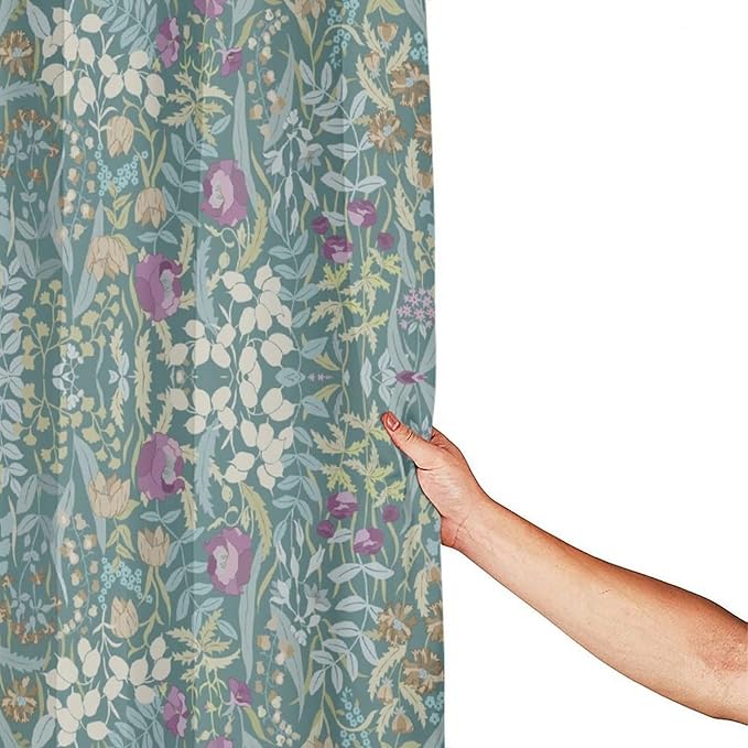 Vintage Botanical Shower Curtain William Morris Designs Green Jungle Fruit Print Shower Curtain Set Polyester Interior Waterproof Shower Curtain with 12 Hooks 66x72 Inches(168x183cm)