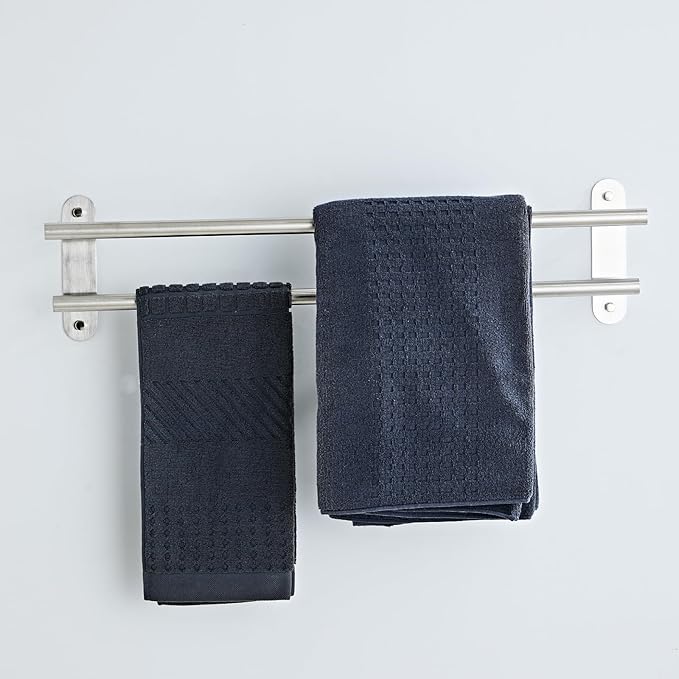 Towel Rack for Bathroom, Double Towel Bar 24 Inch Wall Mounted, Brushed Nickel Stainless Steel Bathroom Towel Holder(Total Length 26-Inch)