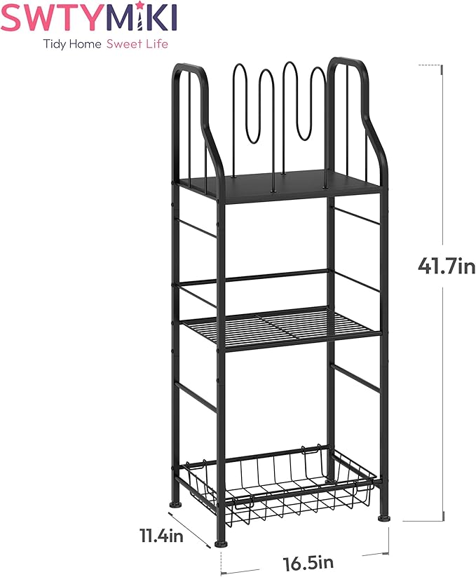 SWTYMIKI Free Standing Towel Rack - 3 Tier Towel Racks for Bathroom with M-Shaped Dividers, Durable Metal Towel Holder, Pool Towel Rack, Space-Saving Towel Storage Organizer, Modern Bath Towel Shelf