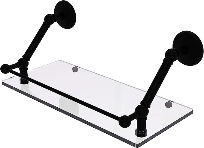 Allied Brass PMC-1-18-GAL Prestige Monte Carlo 18 Inch Floating Gallery Rail Glass Shelf, Matte Black