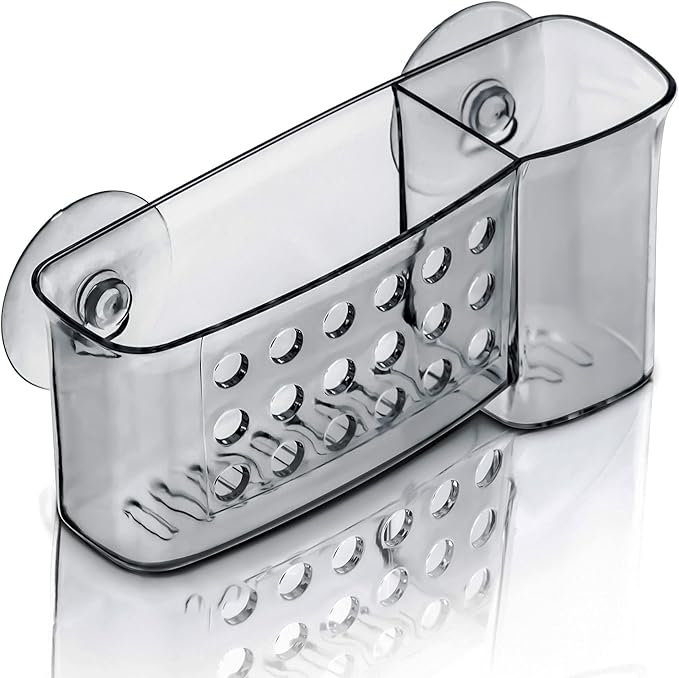 DecorRack Bath Caddy Basket with Suction Cups, Multifunctional, 6 inch Long, Clear Acrylic Plastic, Perfect Bathroom Decor, Hold Toiletries, Kitchen Accessories, Space Saving Shower Organizer (1 Pack)