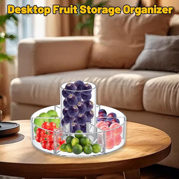 360-Degree Rotating Makeup Organizer, 6 Compartments, Clear Cosmetic Display Case with Lazy Susan Turntable