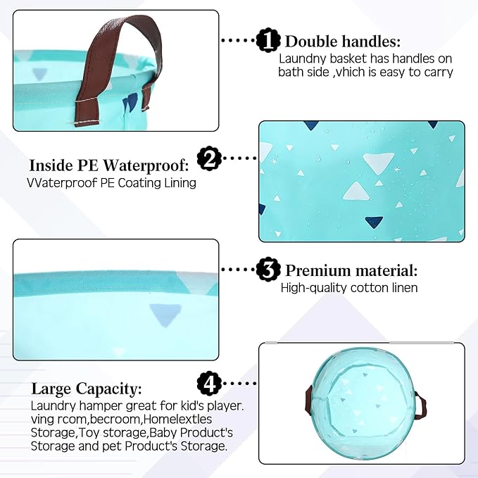 Patelai 3 Pieces Large Laundry Hamper Collapsible Organizer Storage Bin Waterproof Foldable Dirty Clothes Laundry Basket for Home Bathroom(Floral,20 x 16 Inch)