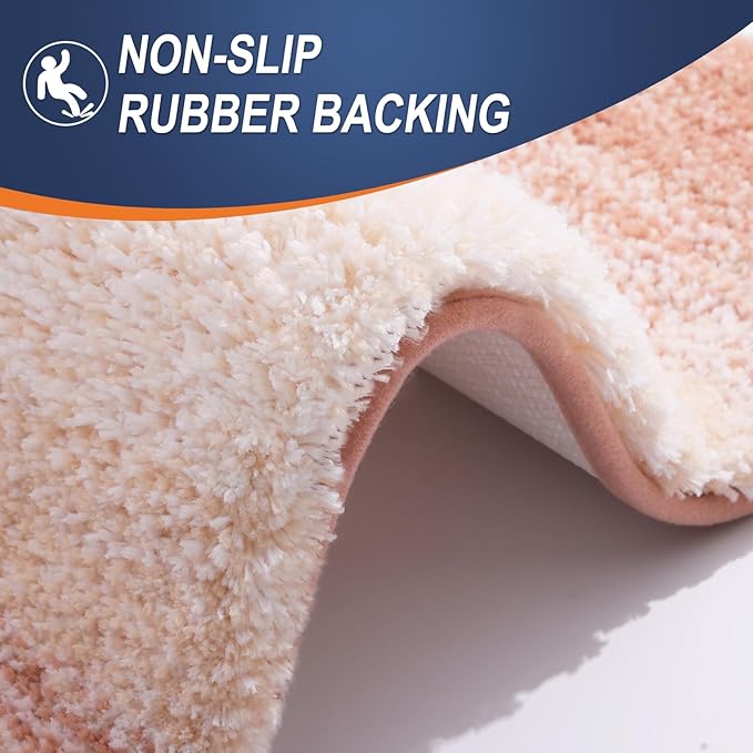 OLANLY Bathroom Rugs Mat 36x24, Extra Soft Absorbent Microfiber Bath Rugs, Rubber Backing, Quick Dry, Machine Washable Bath Mats for Bathroom Floor, Tub and Shower, Home Decor Accessories, Peach