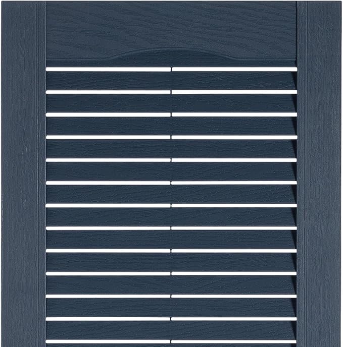Exterior Solutions Standard Louver Exterior Vinyl Shutter, Bedford Blue (Pair), 15 Inch x 67 Inch