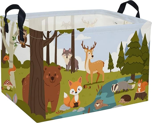 Rectangular Kids Baskets Animal Basket Cute Storage Bins Organizer Box Boys Room Decor for Home.(Green animal)