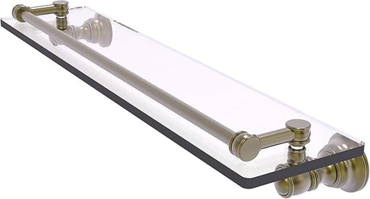 Allied Brass CL-1-22-GAL Carolina Collection 22 Inch Gallery Rail Glass Shelf, Antique Brass