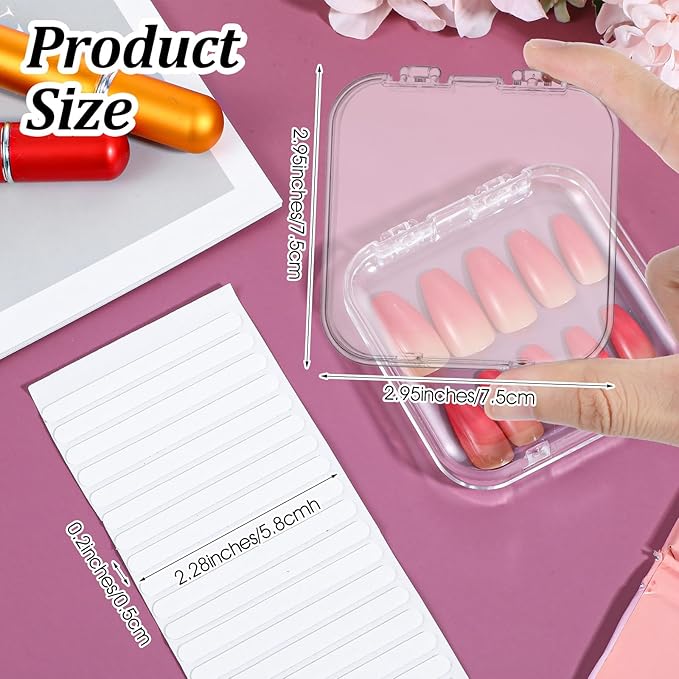 6pcs Press on Nail Storage Box with 1 Sheet Adhesive Double Sided Tape Acrylic Nail Display Box for Fake Nail Storage Cases Nail Display Nail Salon Supplies Nail Art