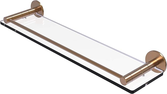 Allied Brass FR-1/22G Fresno Collection 22 Inch Vanity Rail Glass Shelf, Brushed Bronze