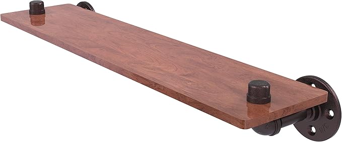 Allied Brass P-450-22-WS Pipeline Collection 22 Inch Ironwood Wood Shelf, 22", Antique Bronze
