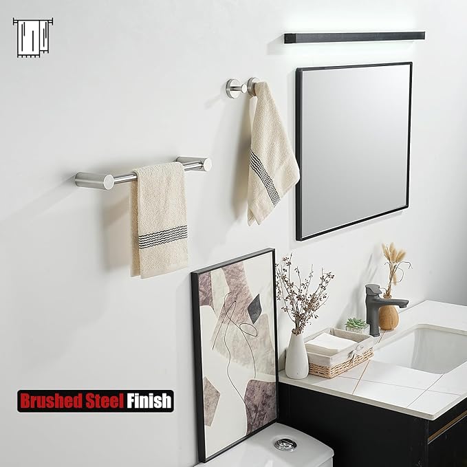JQK Towel Bar Brushed, 14.5 Inch 304 Stainless Steel Thicken 0.8mm Towel Rack Bathroom Wall Mount, Useable Length 12 Inch, TB610L12-BN