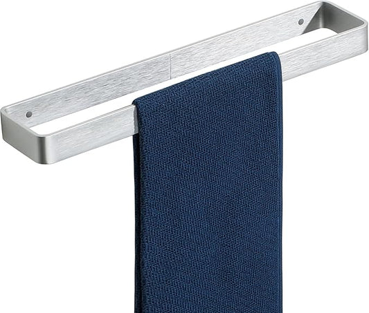 SAYAYO Brushed Nickel Hand Towel Holder for Bathroom Wall, 16 Inch Self Adhesive Towel Bar Hand Towel Rack Square Heavy Duty