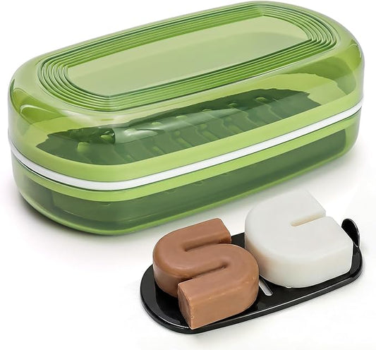 AIDIMMING Shampoo & Conditioner Bar Dish,Large Travel Soap Case for Duke Cannon Soap,Shampoo Soap Holder is Compatible with The Kitsch Shampoo bar for Travel, Camping, Gym, Bathroom (Max, Green)