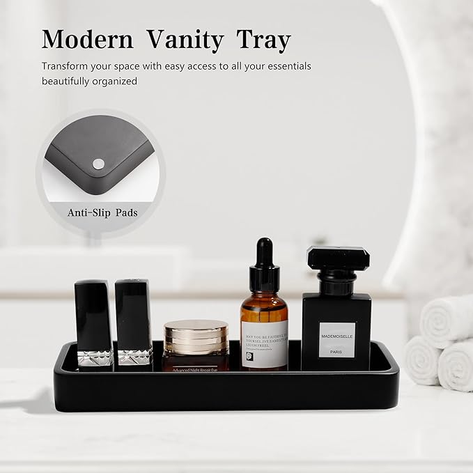 YMXYJM Bathroom Accessories Set, 4 Pcs Bathroom Accessory Set, Soap Dispenser, Toothbrush Holder, Qtip Holder Set, Bathroom Sets Complete, Bathroom Sink Set for Modern Home,Matte Black