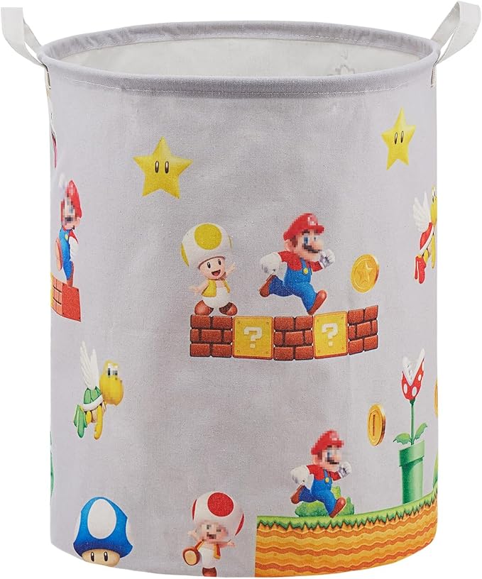 Super Storage Basket,Baby Laundry Large Hamper,Waterproof Nursery Bedroom Decor,Brothers Dirty Clothes Basket for Kids,Boys and Girls Birthday Gift Bag Bathroom Set Toy Bin(Grey,Round)